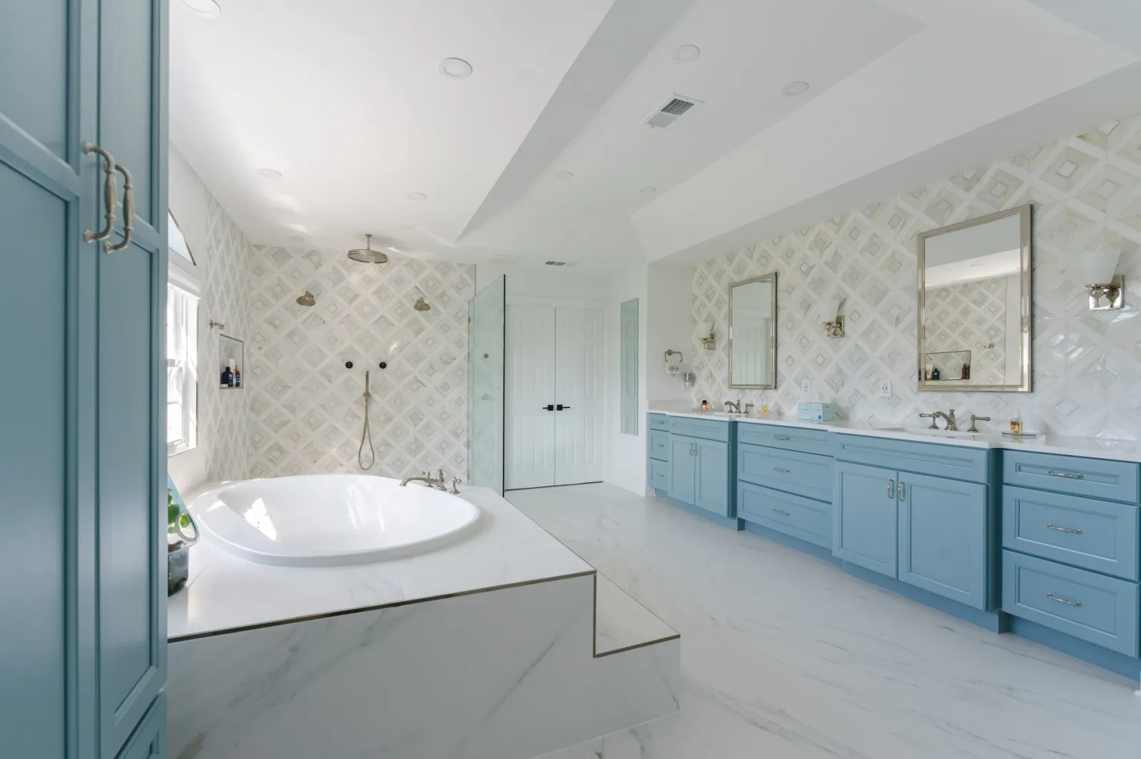Primary bath with a soaking tub and double vanity